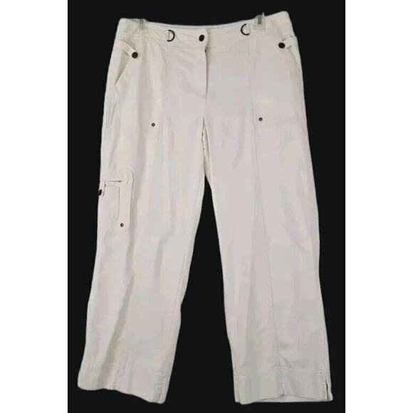 Jones New York Signaturr ~Woman Size 14~ Off-White Trouser Colduroy Crop Pants. - Picture 1 of 10